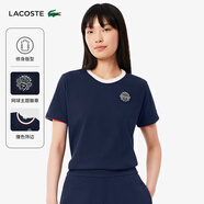 LACOSTE法國鱷魚女裝25春夏新款網(wǎng)球印花修身圓領(lǐng)T恤|TF8640 HHW/藏青色/白色拼色 M (165) 38