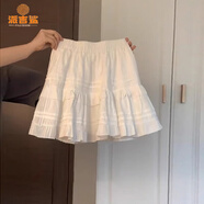 派吉鯊芭蕾風(fēng)白色半身裙女夏季2025新款春秋小個子蛋糕蓬蓬裙荷葉邊短裙 白色 S 40/45kg