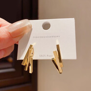 KZD老鳳凰999幾何豎條OL風(fēng)感獨特設計金屬耳釘氣質(zhì)法式簡(jiǎn)約小眾耳環(huán) 金色 銀針