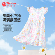 纖絲鳥女童飛袖連衣裙女孩梭子連衣裙中小童甜美裙子