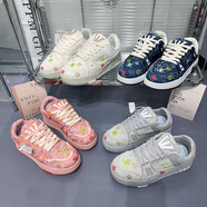 士萬斯莆田純原刺繡百搭休閑板鞋復(fù)古鞋面包上線運動低幫防滑耐磨情侶 牛仔藍 36