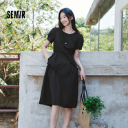 森馬[商場同款]連衣裙女設(shè)計(jì)感不規(guī)則2025夏木耳邊中長裙101325114041