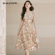 風(fēng)笛（Bagpipe）風(fēng)笛2025夏季新款收腰顯瘦氣質(zhì)連衣裙輕奢時(shí)尚印花法式優(yōu)雅長(zhǎng)裙 花咖 XL 170