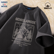 GENIOLAMODE[敖瑞鵬代言]t恤男士純棉夏季圓領(lǐng)青年短袖男士體恤衫 深灰 2XL