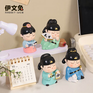 伊文兔（THE RABBIT IVEN）千古名流擺件國風詩人Q版擺件可愛辦公室擺件創(chuàng)意生日禮物伴手禮 千古名流擺件全套4個-送禮袋