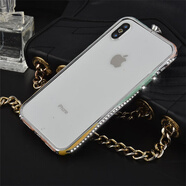 品怡 適用iphoneX鉆石金屬邊框蘋果x鑲鉆手機殼水鉆邊框蘋果10鉆殼 五彩色 蘋果X