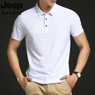 JEEP SPIRIT吉普冰絲polo衫男錦綸氨綸速干男士短袖t恤夏季中青年商務(wù)體恤 1199白色 M 建議100-120斤