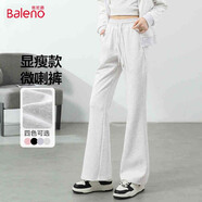 班尼路（Baleno）高腰喇叭褲女2025春秋季松緊腰微喇休閑長(zhǎng)褲時(shí)尚黑色馬蹄褲