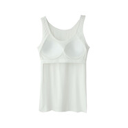 QRJW莫代爾純棉帶胸墊背心女運動(dòng)打底內穿吊帶外穿薄款抹胸內衣一體式 白色 背帶v202 均碼 l建議100-120斤