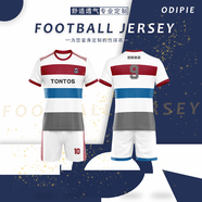 ODIPIE足球服套裝男比賽訓練隊服定制球服兒童成人運動(dòng)套裝球衣足球男 紅藍灰條（來(lái)圖定制） S