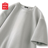 名創(chuàng  )優(yōu)品（MINISO）t恤男短袖夏季男款山茶花綠色寬松衣服2025年新款重磅華夫格半袖 淺灰(純色) L /175(30天質(zhì)量問(wèn)題全額退)
