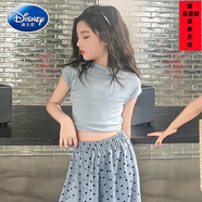 迪士尼（DISNEY）女童夏季波點闊腿裙褲2025新款女大童時尚休閑九分褲兒童夏裝褲子 SENYUQI#藍色上衣 140 約-【140cm】