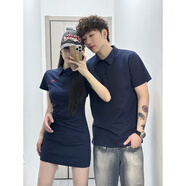 德莉婭情侶裝    刺繡  韓版修身顯瘦  法式氣質(zhì)POLO衫短袖連衣裙 女連衣裙 L