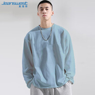 真維斯（JEANSWEST）T恤男2025秋季純棉簡(jiǎn)約純色男士打底衫長(zhǎng)袖T恤男藍(lán)色4XL