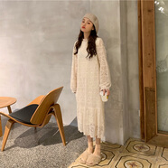 康美詩胖大碼女裝中長款甜美女2020蕾絲韓版秋冬季減齡連衣裙妹妹新款裙 圖片色 2XL 140-160斤