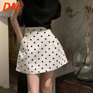 DALEY MODE法式復(fù)古蓬蓬短裙白色小個子高腰波點傘裙花苞半身裙 白色 L
