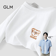 GLM敖瑞鵬代言純棉短袖t恤男青春休閑風(fēng)街頭潮搭落肩五分袖大碼T恤 【純棉】白#埃及壁畫前 3XL