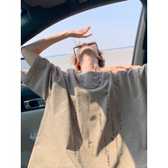 珂梵圖創(chuàng)衿渠（YAO QU）重磅水洗棉短袖t恤男夏季新款美式潮字母印花大 棕色 M 均碼