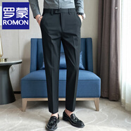 羅蒙（ROMON）隱形伸縮腰西褲男款2025新款春秋季高級感韓版松緊腰休閑西裝褲子 黑色 長褲 31 【125-135斤】