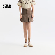 森馬半身裙女純色短裙小個(gè)子俏皮時(shí)尚24夏季純棉百褶裙復古 咖啡50892 XS