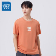 真維斯（Jeanswest）JW真維斯男裝2025春季新款 男款圓領(lǐng)簡(jiǎn)約印花字母設(shè)計(jì)感短袖T恤衫 淺橙色2212 10XL 170/88a/s