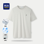 海瀾之家（HLA）t恤男夏季新款圓領純色百搭涼感舒適透氣短袖T恤衫男休閑上衣男裝 米杏4F -涼感/抑菌防螨/消臭 L 175/92A