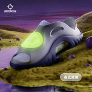 準者鯊魚(yú)拖鞋親子一家三口涼拖防水軟彈籃球沙灘外穿厚底一體拖潮 葡萄紫/-13【夜光標】上市 41