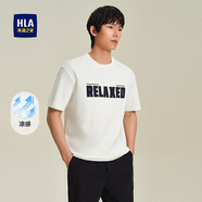 HLA海瀾之家短袖t恤男25夏新舒適透氣圓領涼感半袖打底衫男上衣內搭T 米白花紋W5 S 165/84A