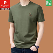 皮爾卡丹（PIERRE CARDIN）夏季新款純棉短袖T恤男圓領(lǐng)寬松半袖體恤商務(wù)休閑薄款上衣服 短袖9938軍綠 M 16590-120斤