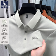 袋鼠（DaiShu）2025夏季短袖t恤男翻領polo衫商務休閑半袖體恤潮流百搭含桑蠶絲 AN15282灰色 M
