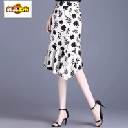 初徑2025新款設計師不規則魚(yú)尾裙包臀半身裙女夏小清新減齡開(kāi)叉碎花一 白底花 M
