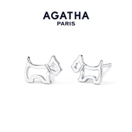 AGATHA/璦嘉莎 法式鏤空小狗銀耳釘女士 生日禮物送女友閨蜜高級感耳飾 銀色鏤空小狗