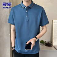 羅蒙（ROMON）t恤男夏季純色短袖男士polo衫男休閑商務(wù)上衣男裝