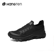 歡騰HANGTEN官方正品男鞋2025春夏季新款防滑耐磨戶外休閑網(wǎng)面徒步鞋 黑色 （腳胖腳寬拍大一碼） 40