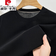 皮爾卡丹（pierre cardin）2025桑蠶絲冰感無(wú)痕T恤男夏季圓領(lǐng)薄款韓版純色體恤休閑百搭半袖 黑色 L 105