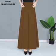 清池影（QINGCHIYING）垂感夏天裙褲媽媽九分闊腿褲女中青年春夏新款純色顯瘦寬腿褲 主圖色 M 建議80-100斤