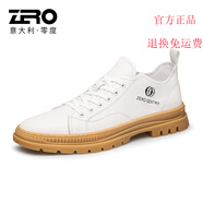 零度Zero零度工裝鞋 2021春季男鞋小白鞋頭層牛皮真休閑皮鞋英倫百搭 米白 44