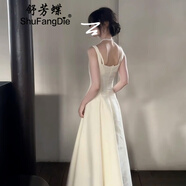 舒芳蝶（shufangdie）法式氣質(zhì)高級感赫本風(fēng)露背吊帶連衣裙子女夏2025新款收腰a字長(cháng)裙 圖片色 XL 60/65kg