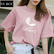 NY-RCE短袖T恤女新款夏季體恤韓版寬松上衣女裝學(xué)生衣服ins潮 藕粉色 S