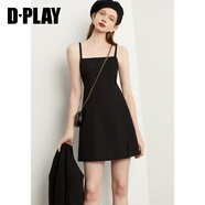 DPLAY2025春季吊帶連衣裙女套裝裙復(fù)古氣質(zhì)橘粉色通勤裙子 經(jīng)典黑裙子 S