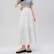 米度麗孕婦半身裙a字蛋糕裙夏季薄款工裝半裙小個(gè)子中長(cháng)款百褶裙子夏裝 米白色 XXL碼