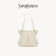 YSL圣羅蘭 女士JAMIE SHOPPING 小號羊皮革托特包 復古白色 U