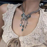 鈺帛工坊（YUBOGONGFANG）甜酷風(fēng)辣妹皮繩短款項圈女小眾choker頸鏈歐美風(fēng)感項鏈批發(fā) X4103流蘇蝴蝶項鏈