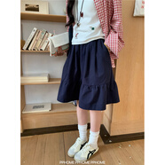 FSHE日系半身裙女春夏季2025年新款高級(jí)感學(xué)院風(fēng)半裙高腰傘裙a字短裙 藏青色 L