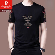 皮爾卡丹（PIERRE CARDIN）男士短袖t恤圓領(lǐng)修身純棉半袖打底衫青年冰絲印花潮流T恤 蜜蜂【短袖】紅色 L 170建議120-140斤