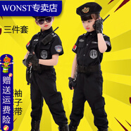 WONST兒童警6察服特種軍兵演出服裝套裝玩具裝備全套小男孩2023男女童 短袖三件套（衣服+腰帶）沒有帽子 120 （身高110~120cm）