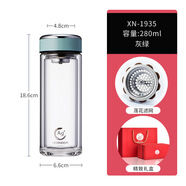 希諾（HEENOOR）2023新款雙層玻璃杯商務(wù)車(chē)載茶杯 XN-1935-灰綠色 280ml 301-400ml