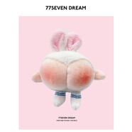 Dream&Radio毛絨書包包掛件小兔子奶噗噗公仔鑰匙扣情侶飾品年度可愛的丑東西 白色腮紅兔屁屁