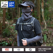 目丸防曬面罩男口罩冰絲面巾遮脖子遮陽全臉脖套秋冬登山騎行防風(fēng)圍脖 深灰色-透氣款【面罩+袖套】 均碼