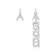 GTM女明星同款埃菲爾鐵塔耳環(huán)輕奢小眾耳飾原創(chuàng  )設計925純銀飾品 白金色